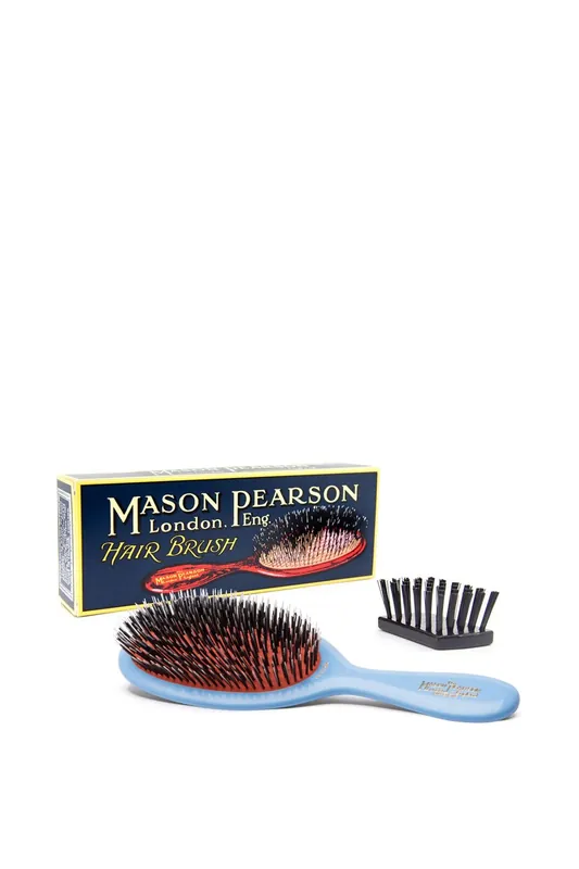 Medium Bristle & Nylon Junior Hair Brush Blue - Mason Pearson