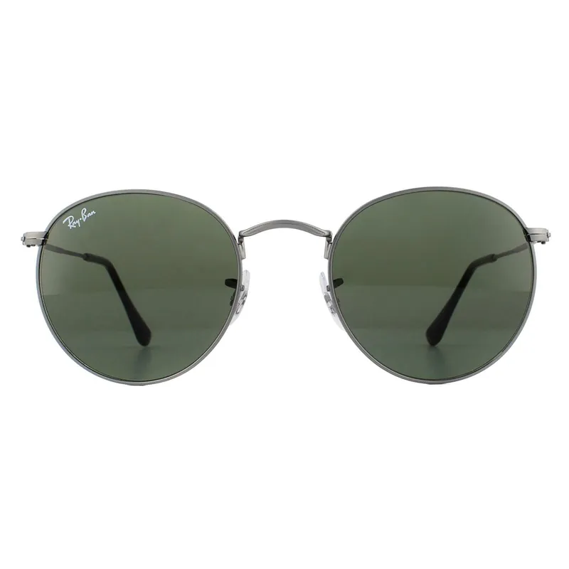 Round Matt Gunmetal Green Sunglasses - Ray-Ban