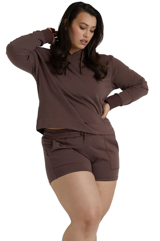 Brown Curve Hooded 'Top' - Wolf & Whistle