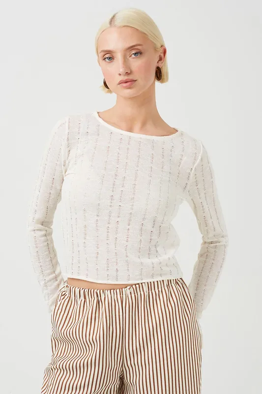 Textured Mesh Long Sleeve Top - Brave Soul