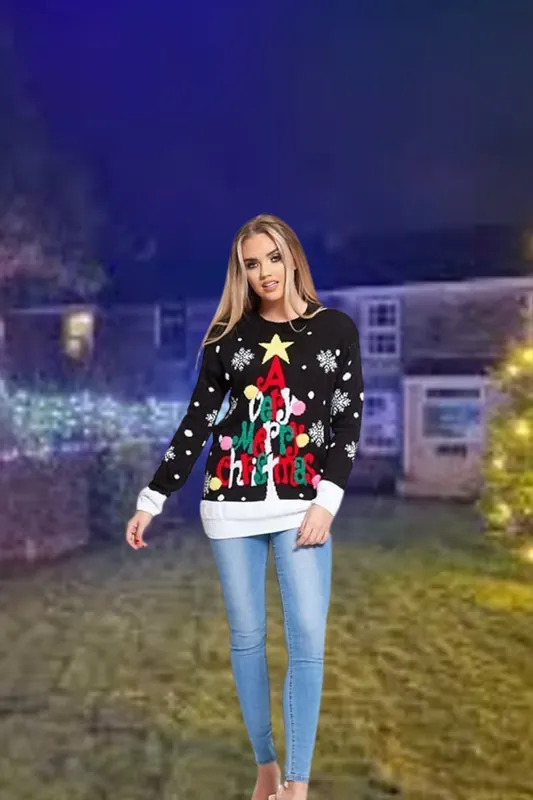 Merry Christmas Reindeer Knitted Jumper - Femme Luxe