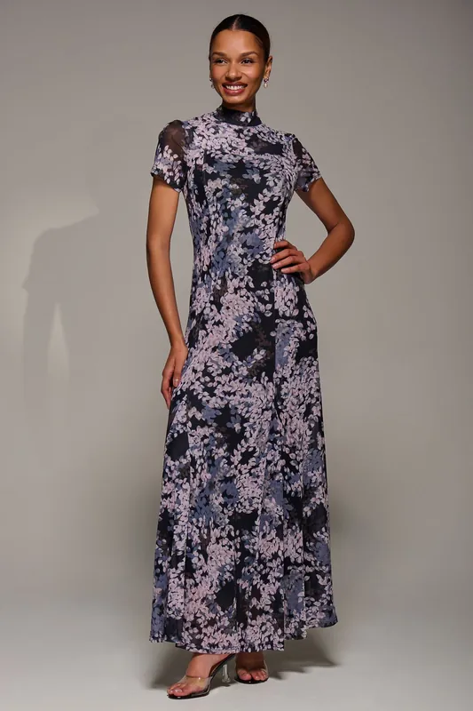 Turtle Neckline Mesh Maxi Dress - Jolie Moi