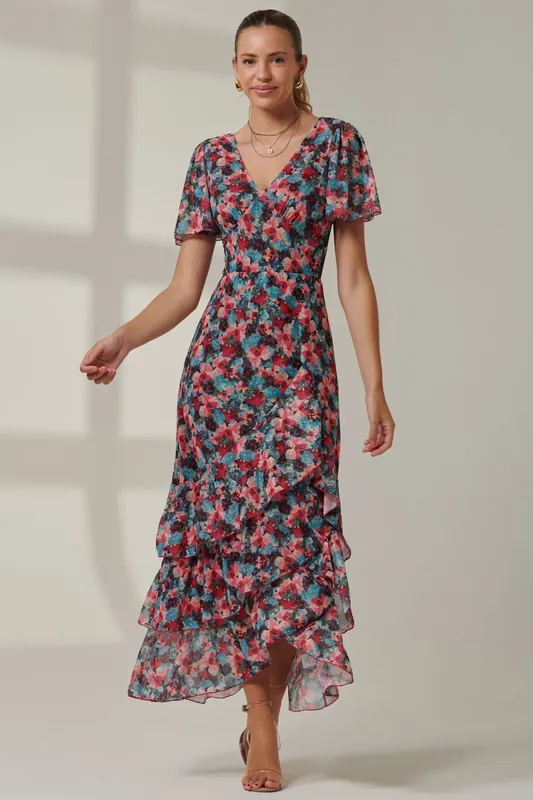 Angel Sleeve Tiered Hem Maxi Dress - Jolie Moi
