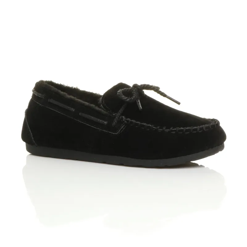 Faux Fur Collar Moccasin Slippers - AJVANI