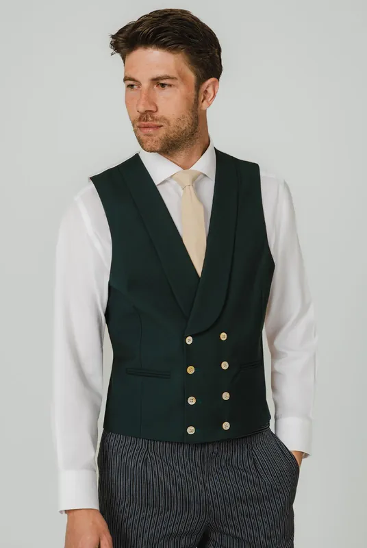 Racing Green Double Breasted Morning Waistcoat - Dobell