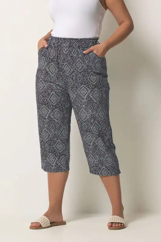 Geometric Cool Cotton Cropped Trousers - Yours