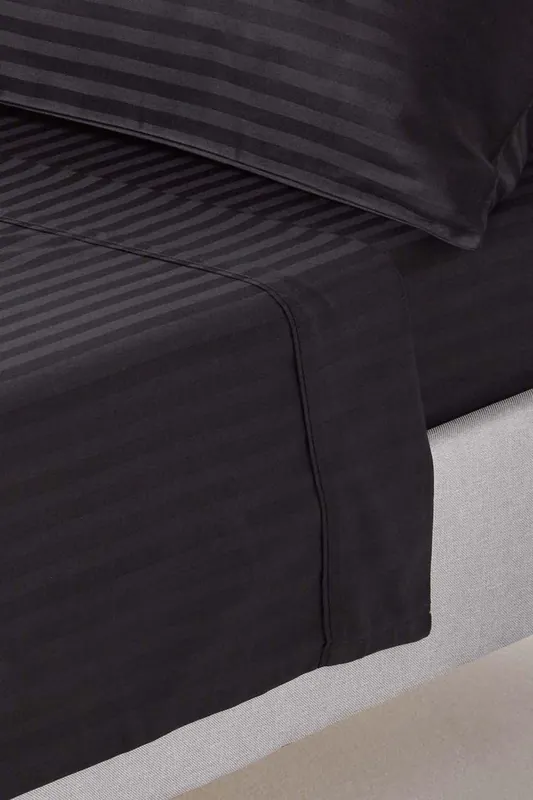 Egyptian Cotton Satin Stripe Flat Sheet 330 Thread Count - Homescapes