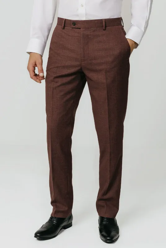 Dark Rosewood Weave Suit Trousers - Dobell