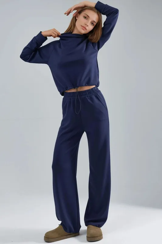 Modal Touch Half Turtleneck Blouse & Elastic Waist Pants - Hiccup
