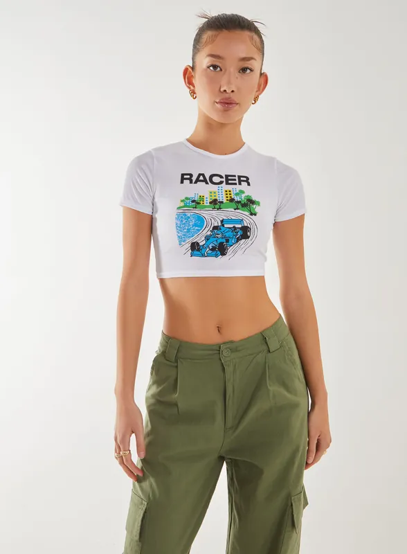 Motor Printed Tee - Pink Vanilla