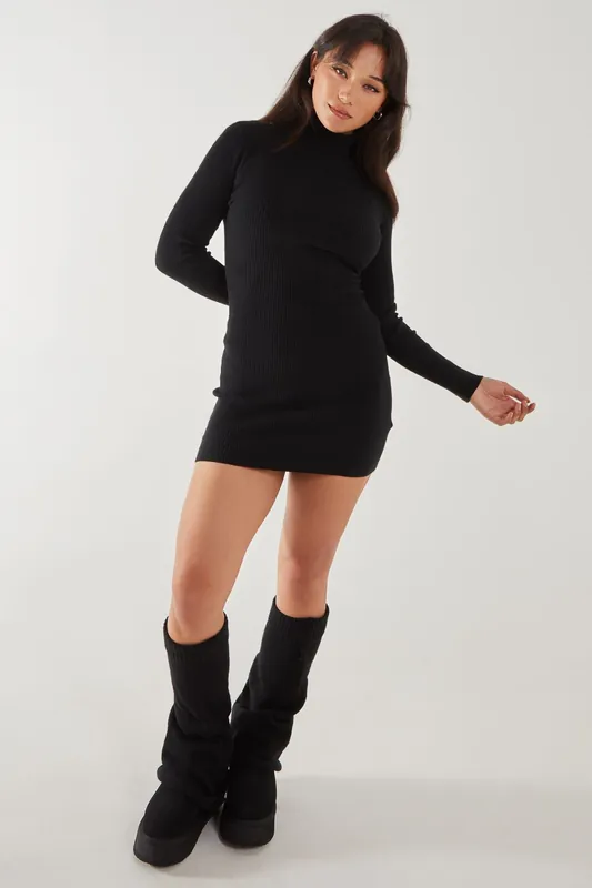 Roll Neck Mini Dress - Pink Vanilla