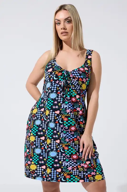 Mixed Print Mini Dress - Yours