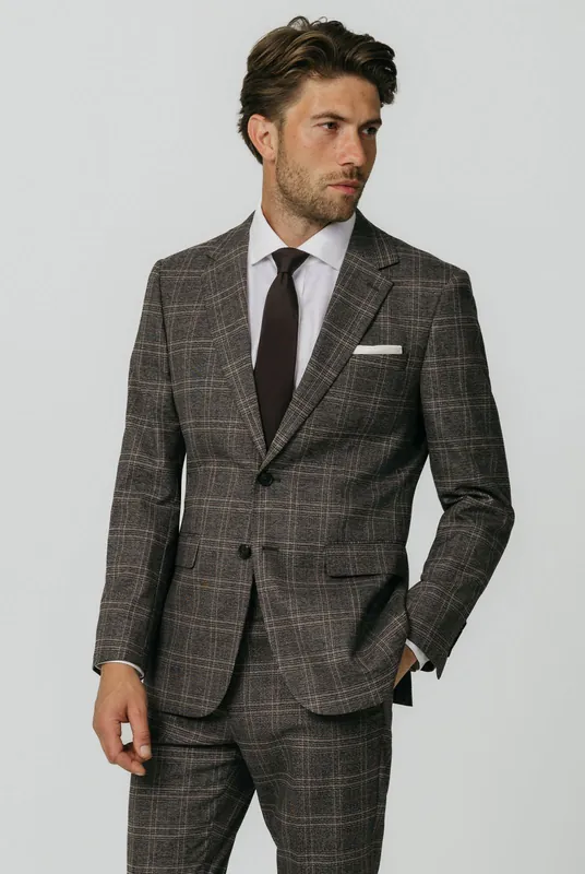 Brown Check 2 Piece Suit - Dobell