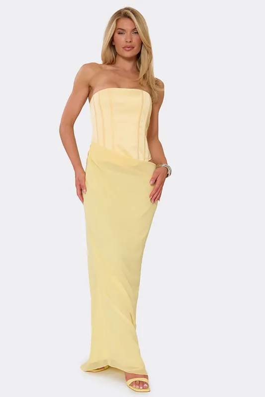 Sleeveless Drape Satin Maxi Dress - EGO