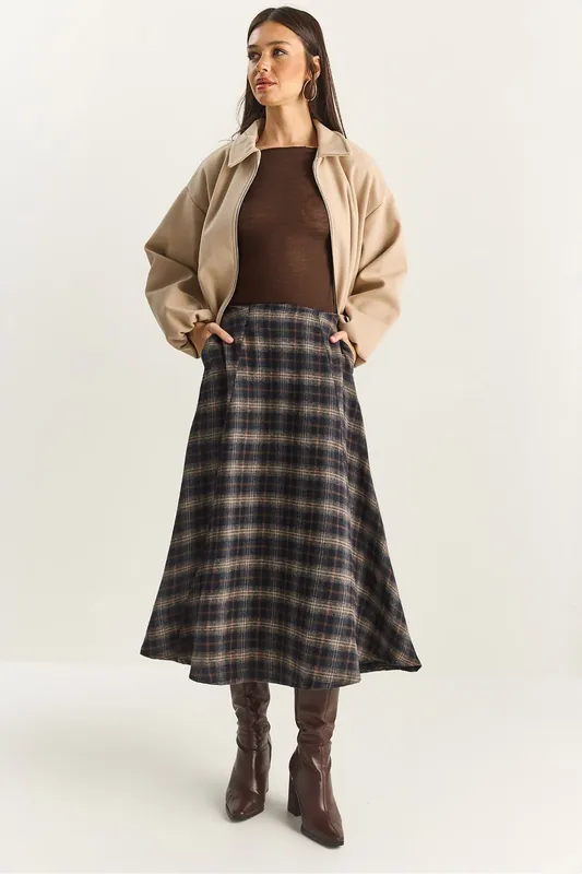 High Waist Midi Skirt - Bianco Lucci