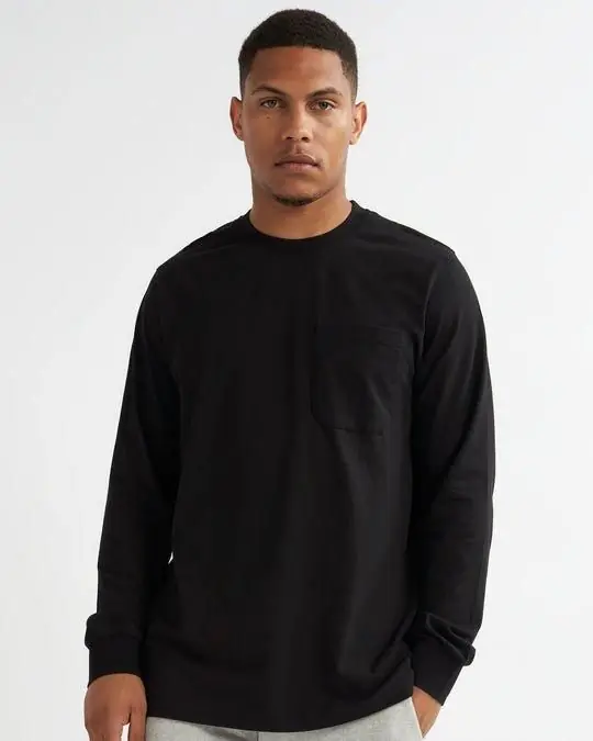 Cotton Premium Quality T-Shirt Long Sleeve With Chest Pocket