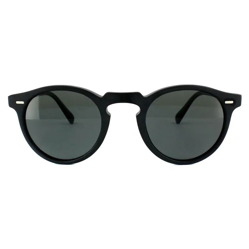 Round Matt Black Midnight Express Polarized VFX Sunglasses - Oliver Peoples