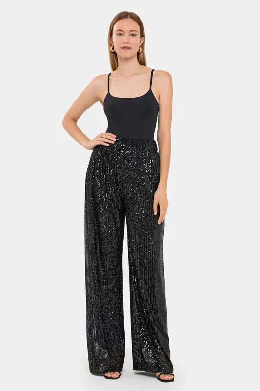 Sequin Wide-Leg High-Waist Trousers
