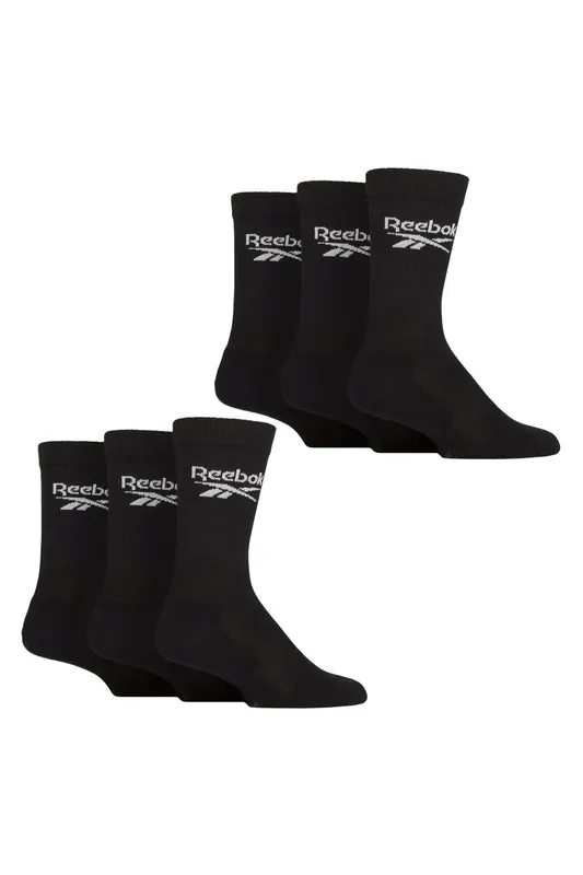 6 Pairs Ribbed Sport Breathable Crew Socks and Women - Reebok