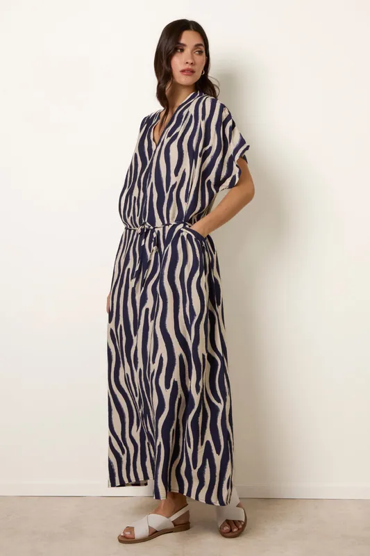 Navy Zebra Print Dress - Blue Vanilla