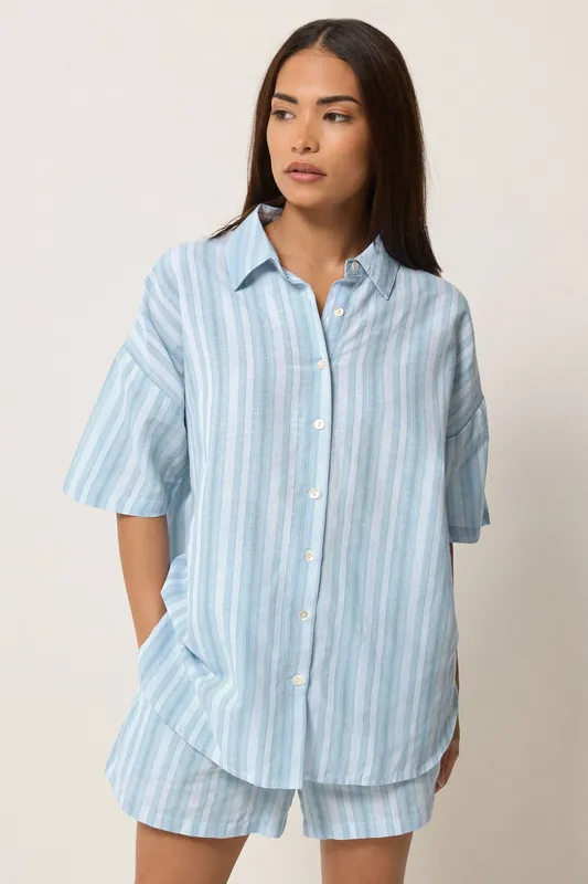 Petite Stripe Short Sleeve Shirt - PixieGirl