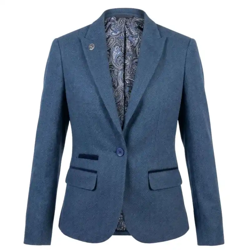Tweed Blazer Herringbone Slim Fit Work Office Jacket - TruClothing