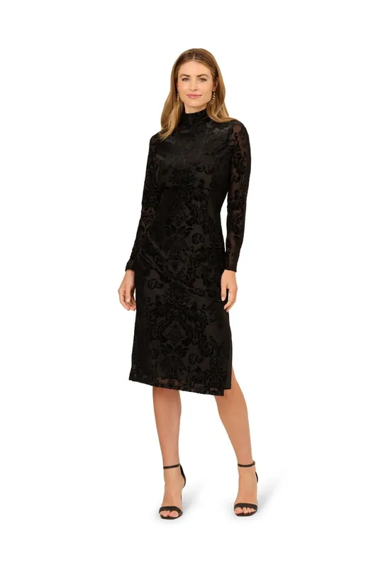 Burnout Velvet Midi Dress - Adrianna Papell