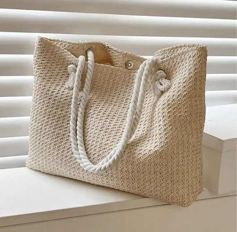 Holiday Summer Beach Woven Bucket Tote Bag - AJVANI