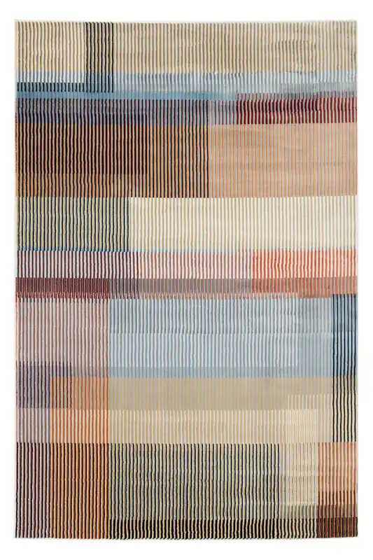 Multi-Coloured Block Pattern Area Rug