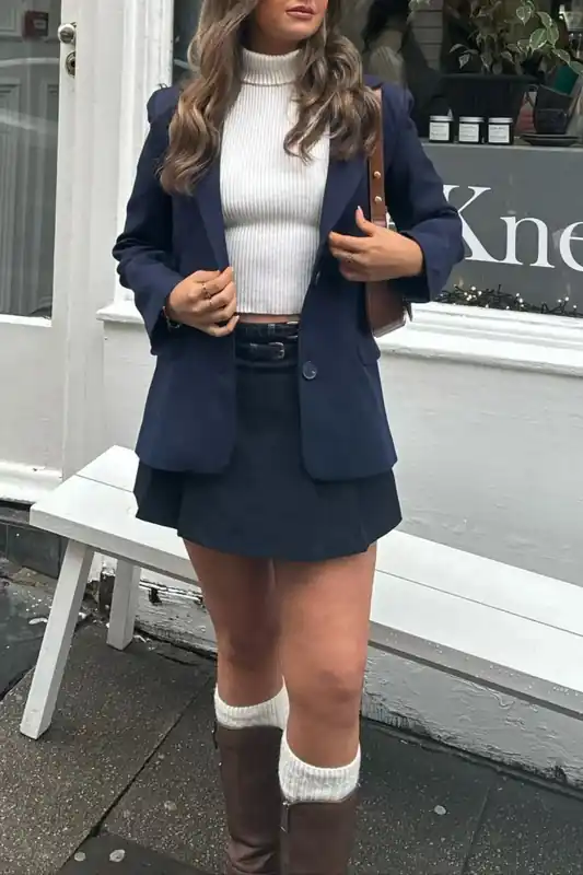Mid Rise Pleated Mini Short Skirt with a Belt - Hiccup