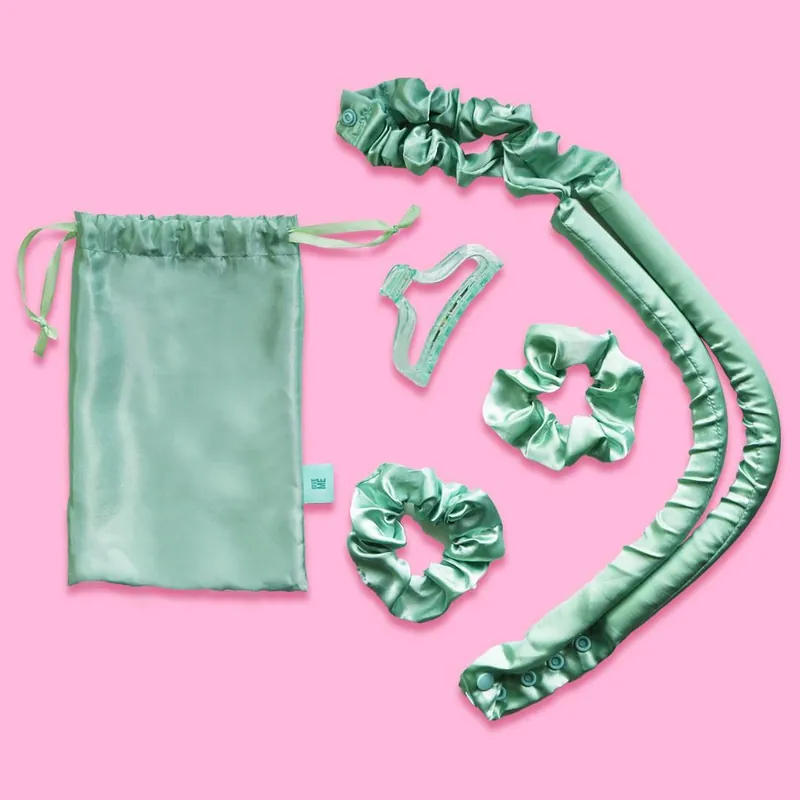 Heatless Hair Curlers Set - Styling Haircare Tools - Scrunchies Clip & Padded Rod