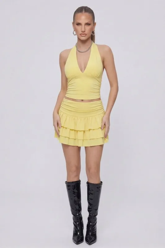 Halter Neck Top and Frill Detail Skorts Co-ord Set