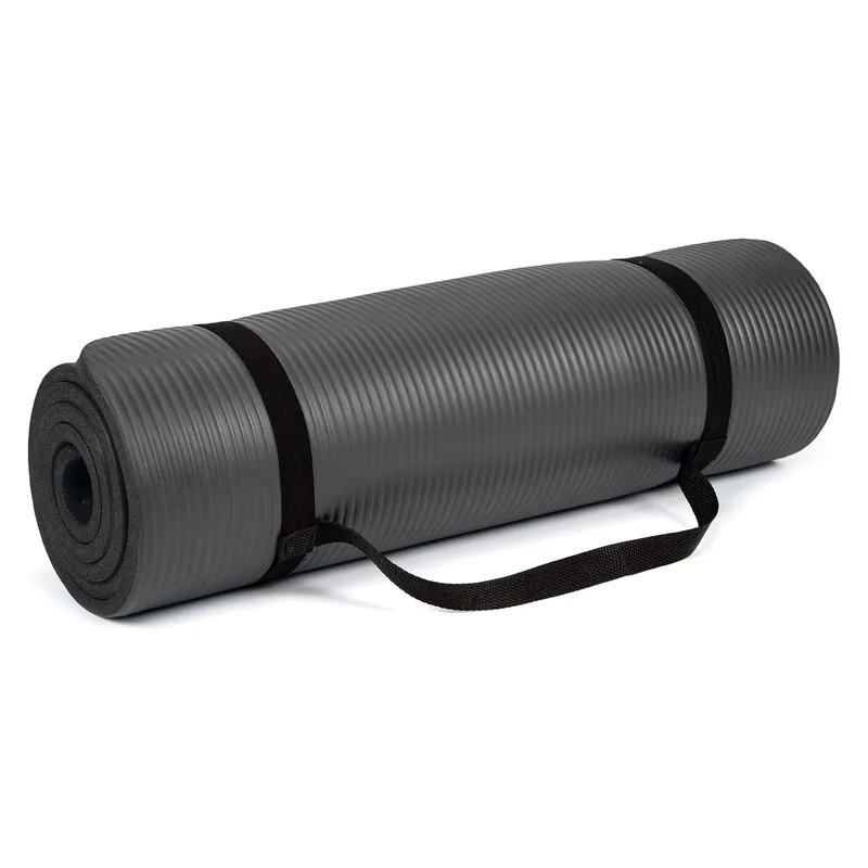 Black Extra Thick 12mm Yoga Mat 183cm x 60cm. - simpa