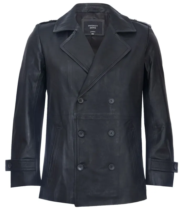 Leather Peacoat-Amara