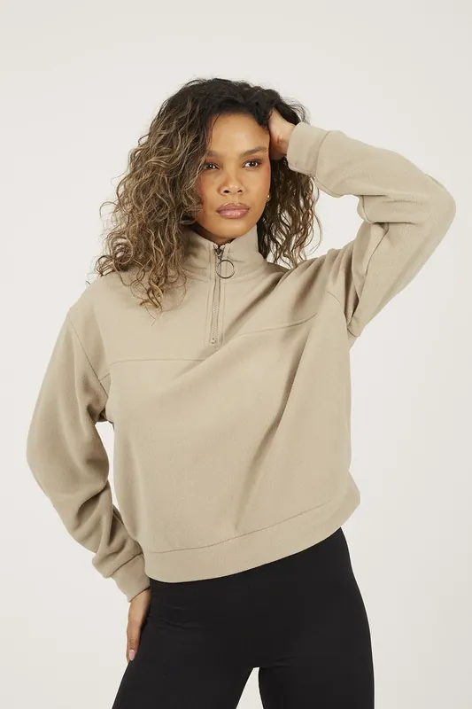 Half Zip Fleece Sweatshirt - Brave Soul
