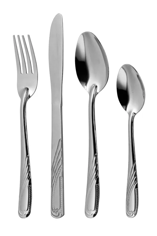 Comfortable Grip 16 Pc Cutlery Set, Stainless Steel Spon And Fork Set, Elegant Design Serving Spoon Set - Orsina