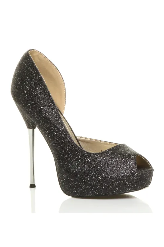 High Heel Stiletto D'Orsay Open Side Peep Toe Court Shoes - AJVANI