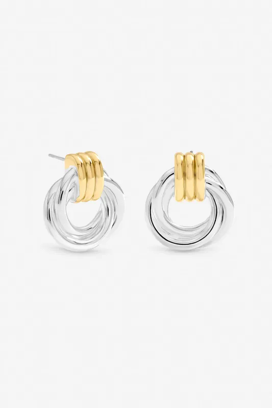 Two Tone Door Knocker Earrings - Jon Richard