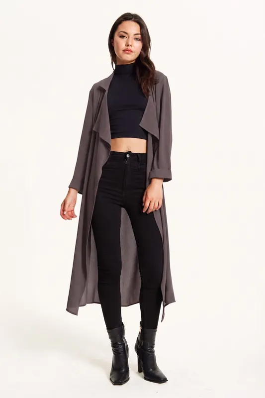 Grey Waterfall Duster Coat - Liquorish