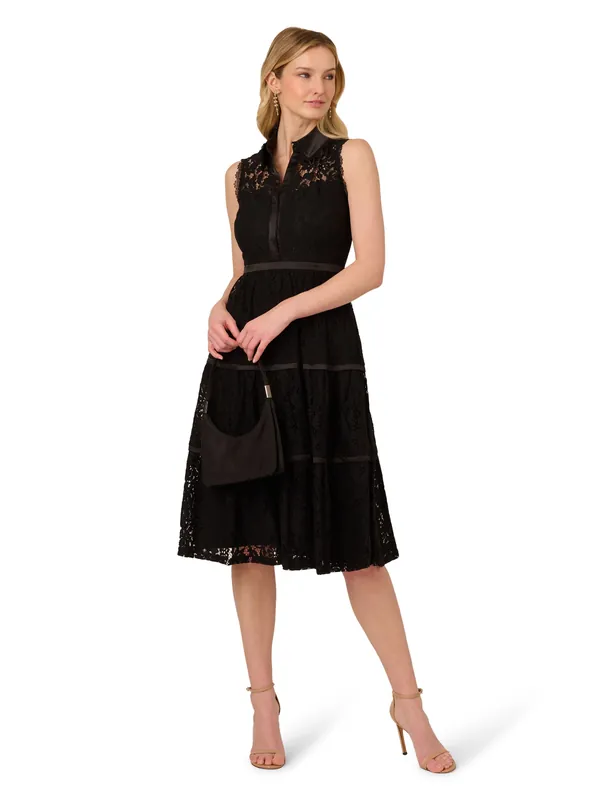 Lace Midi Shirt Dress - Adrianna Papell