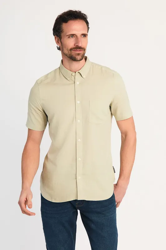 Linen Blend Short Sleeve Chest Pocket Shirt - French Connection