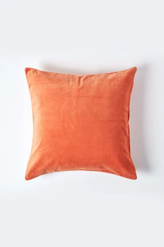 Velvet Cushion Cover 100% Cotton, Soft & Machine Washable - Homescapes