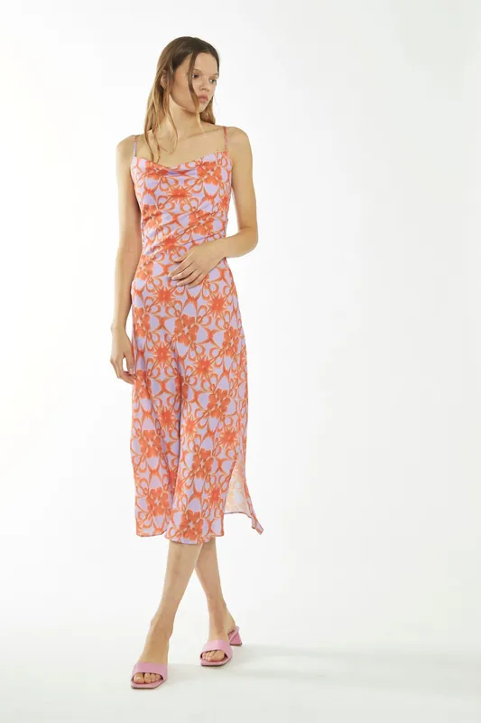 Cowl Neck Midi Slip Dress - Shnoo