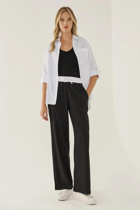 Elastic Waist Striped Pants - Hiccup
