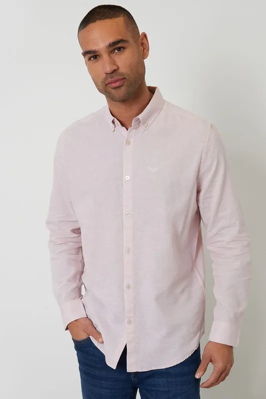 Linen Blend Long Sleeve Shirt - Threadbare