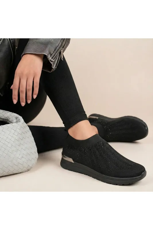 Tawnie Diamante Knit Slip-on Wedge Trainers
