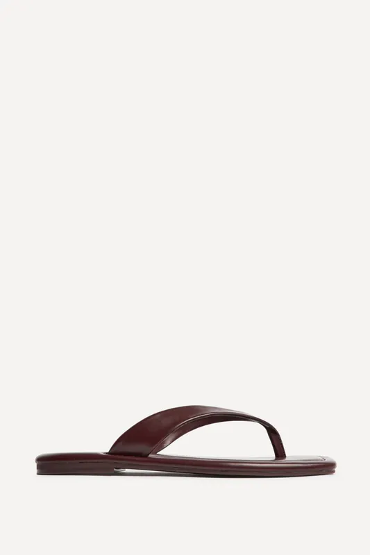 Element Burgundy Toe Post Flat Sandals - Linzi