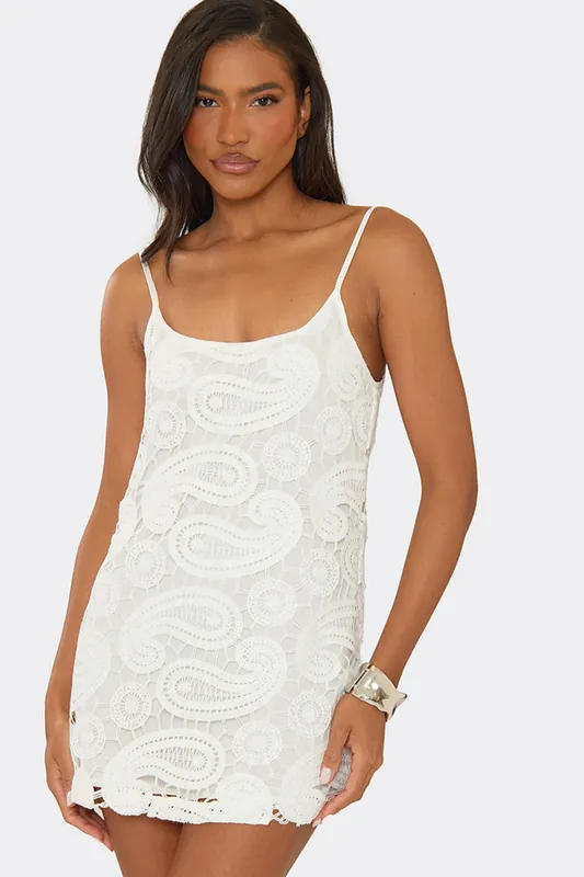 Strappy Paisley Mini Dress - EGO