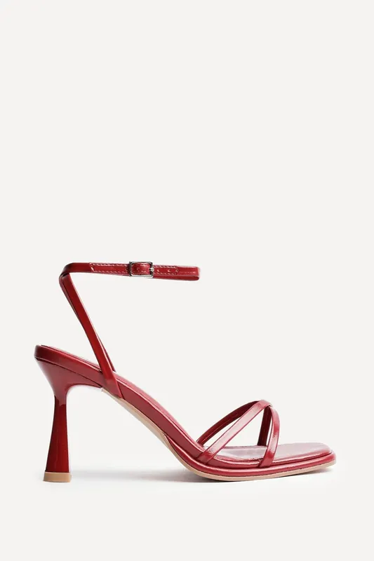 Verve Red Faux Leather Crossover Stiletto Heel - Linzi