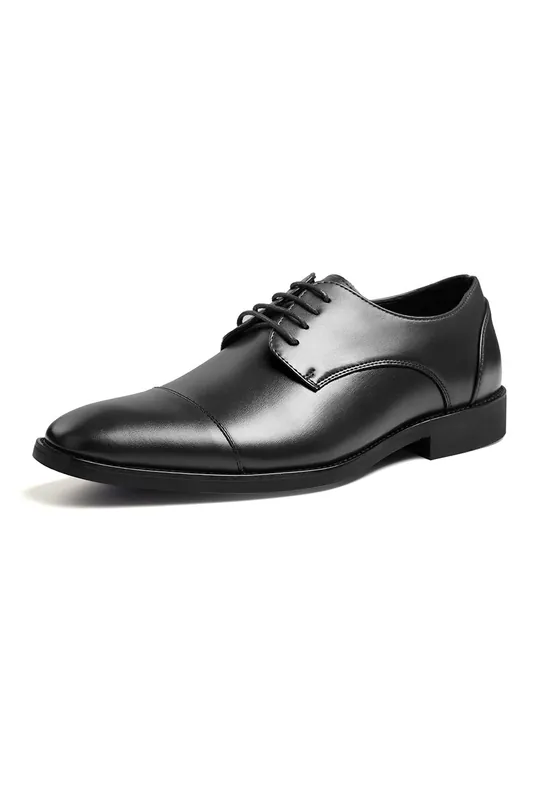 Low-Top Lace-Up PU Leather Dress Shoes with Pointed Toe